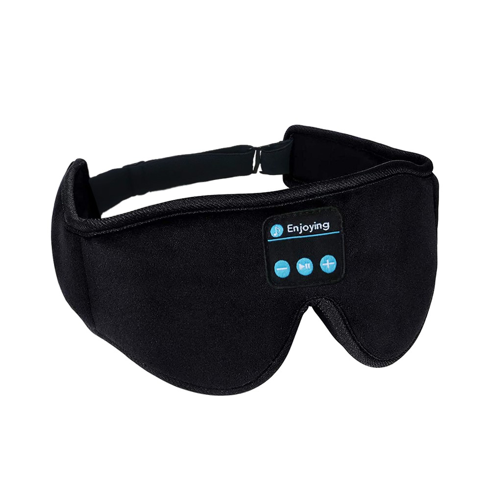 Masque pour les yeux de sommeil Bluetooth 3D, casque de sommeil noir