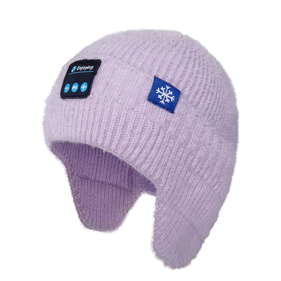 Bluetooth Beanie Hat Earflap Casque Violet