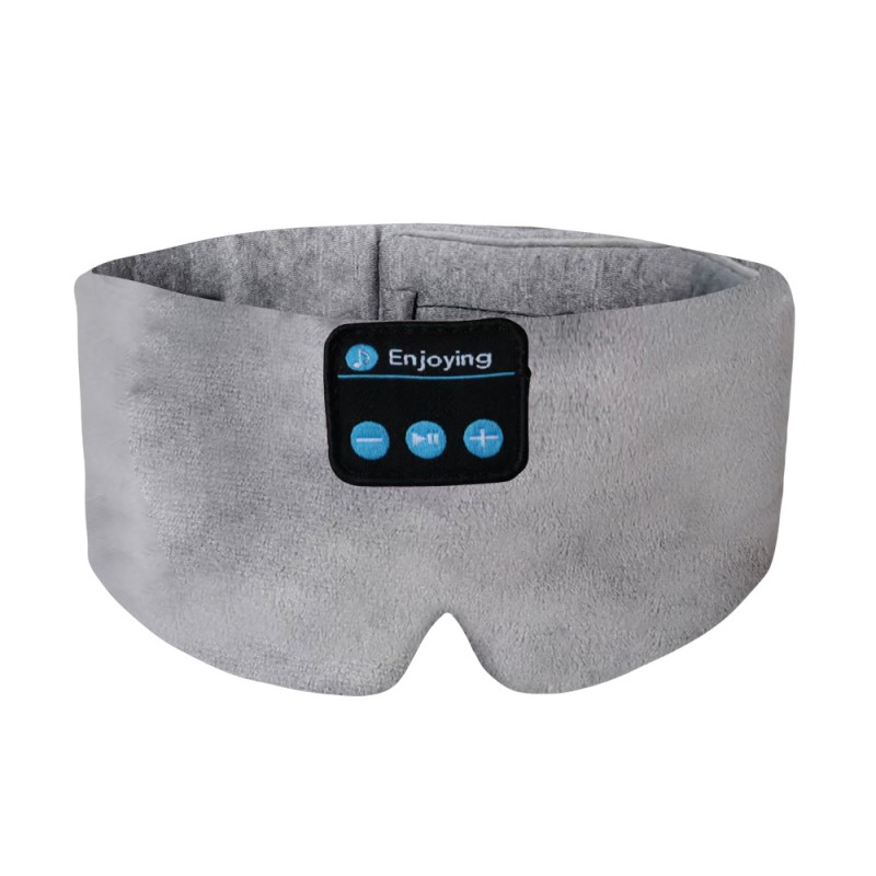 Masque de sommeil Bluetooth en coton, bandeau, casque d'écoute, gris