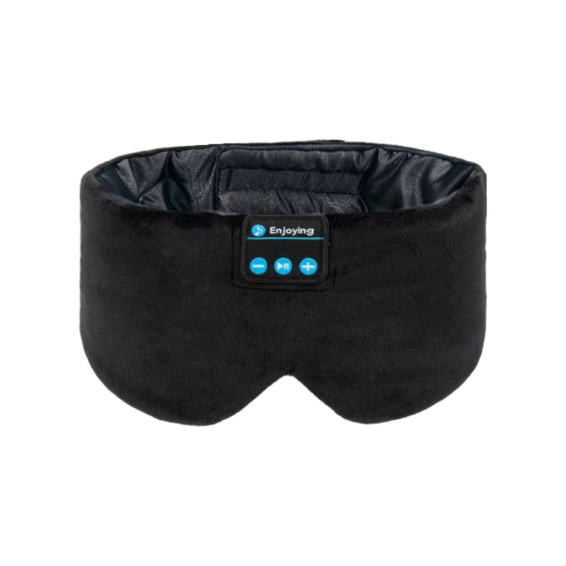 Masque pour les yeux Bluetooth en soie, casque de sommeil, noir