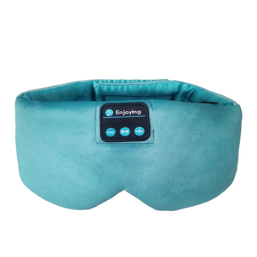 Masque pour les yeux de sommeil Bluetooth en soie, casque de sommeil Cyan