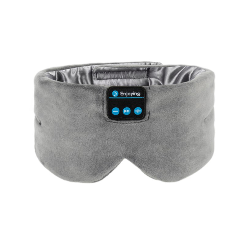 Masque de sommeil Bluetooth en soie pour les yeux, casque de sommeil gris