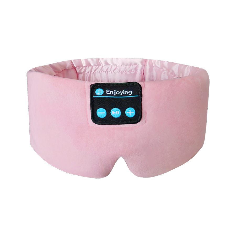 Masque pour les yeux de sommeil Bluetooth en soie, casque de sommeil rose